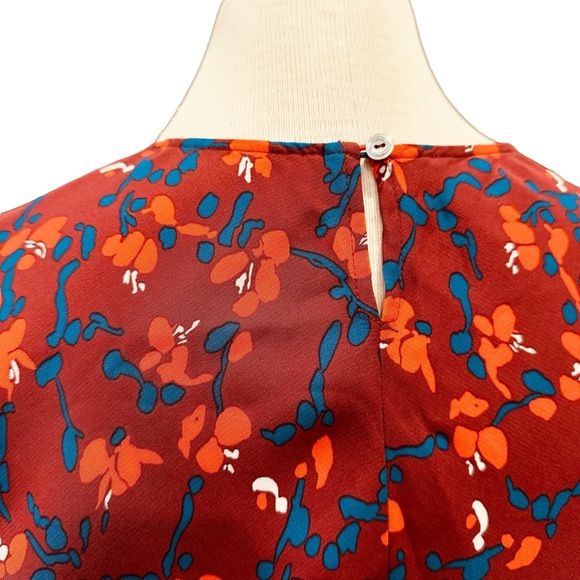 MARIMECKKO RUST RED SUMMER FALL DAY MIDI DRESS FLORAL PRINT FLOWER SUMMER XS - Picture 4 of 14